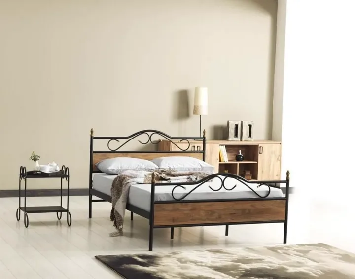 Bitez Metal Bedstead 160x200 ARM083 Black + Walnut