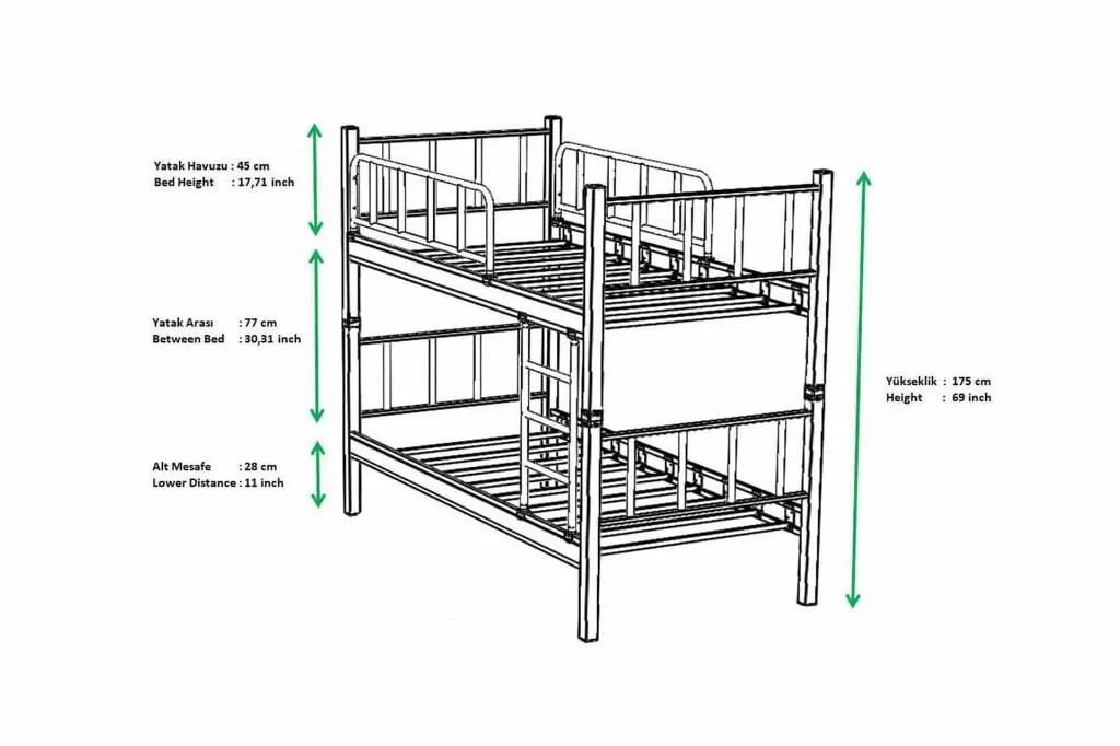 Yurt Metal Bunk Bed 90x200 ARM034 Grey