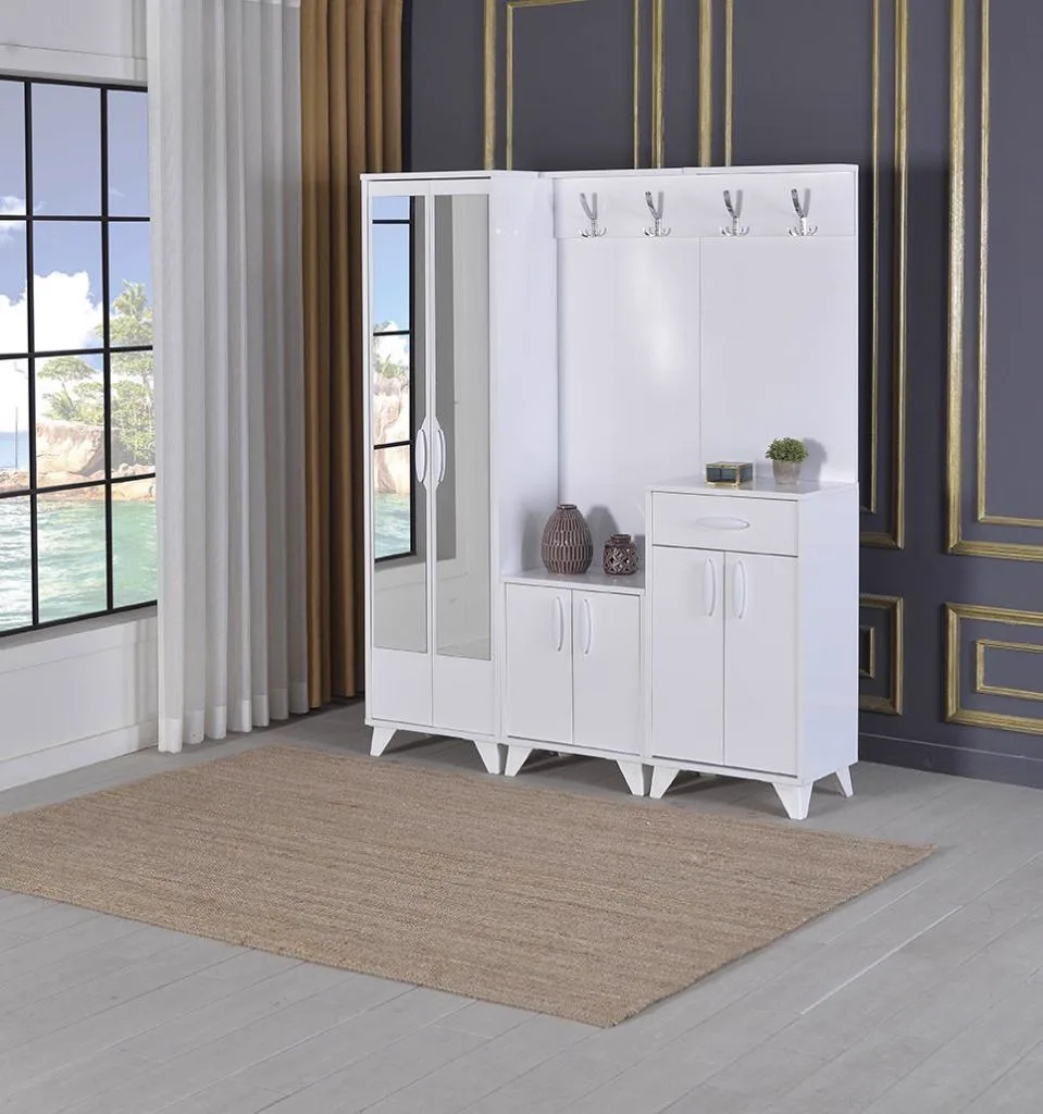 MD S284 3-Piece Coat Rack (White)