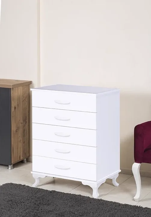 MD S259 Chest of Drawers (5-Drawer, White)