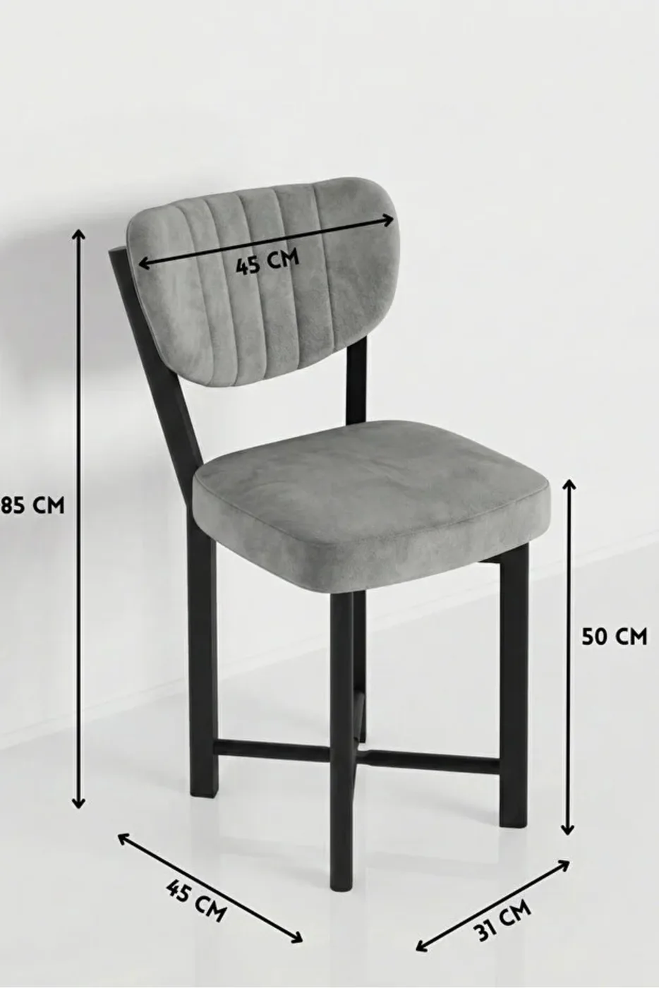 4-Piece Grey Baby Face Fabric Metal Legged Chair Set