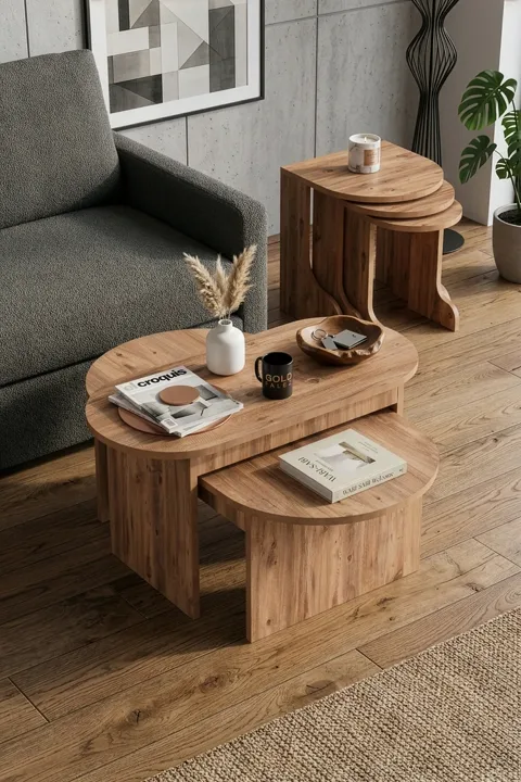 Setro Modern Melamine-faced chipboard Coffee and Nesting Table Set Brown