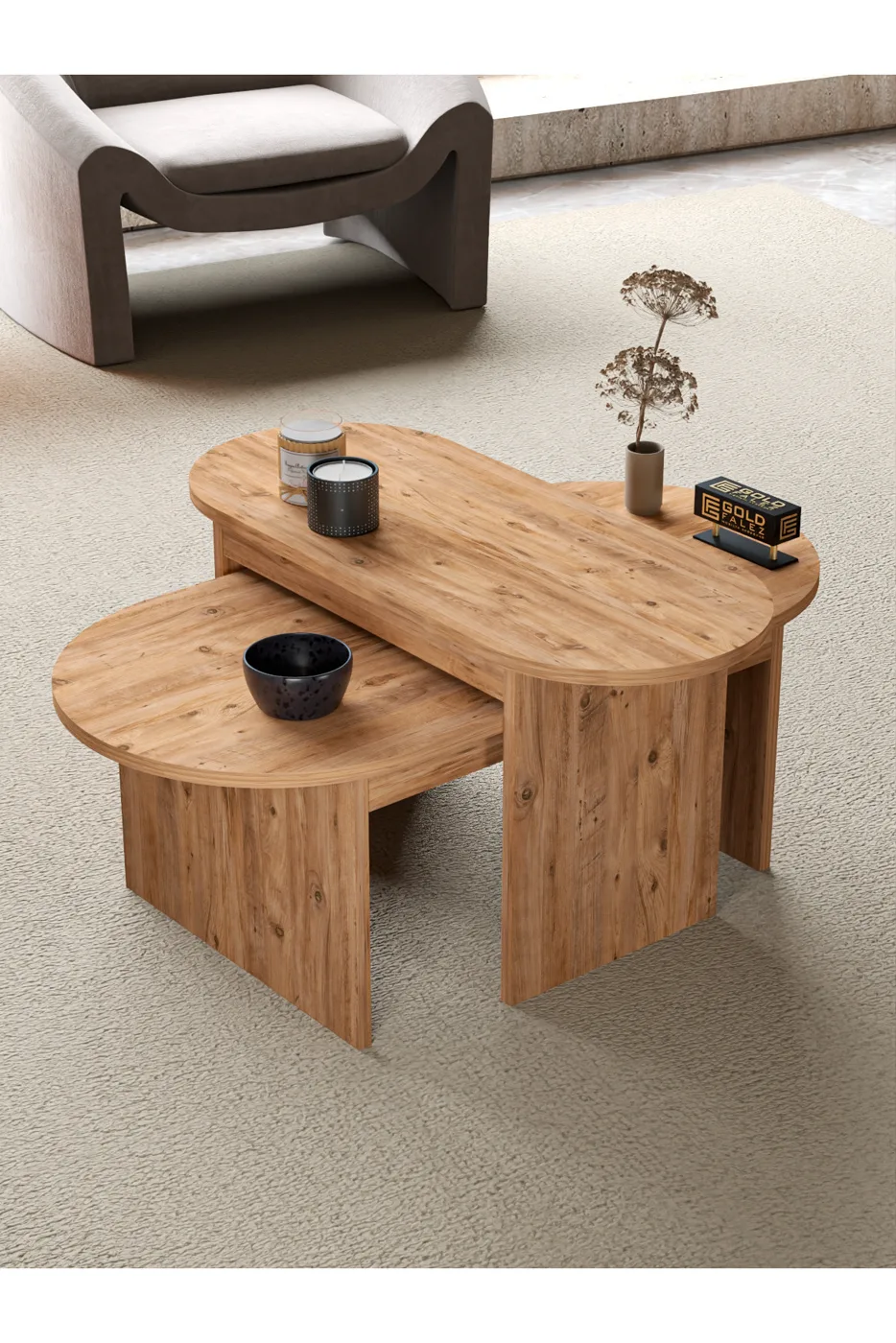 Setro Modern Melamine-faced chipboard Coffee and Nesting Table Set Brown