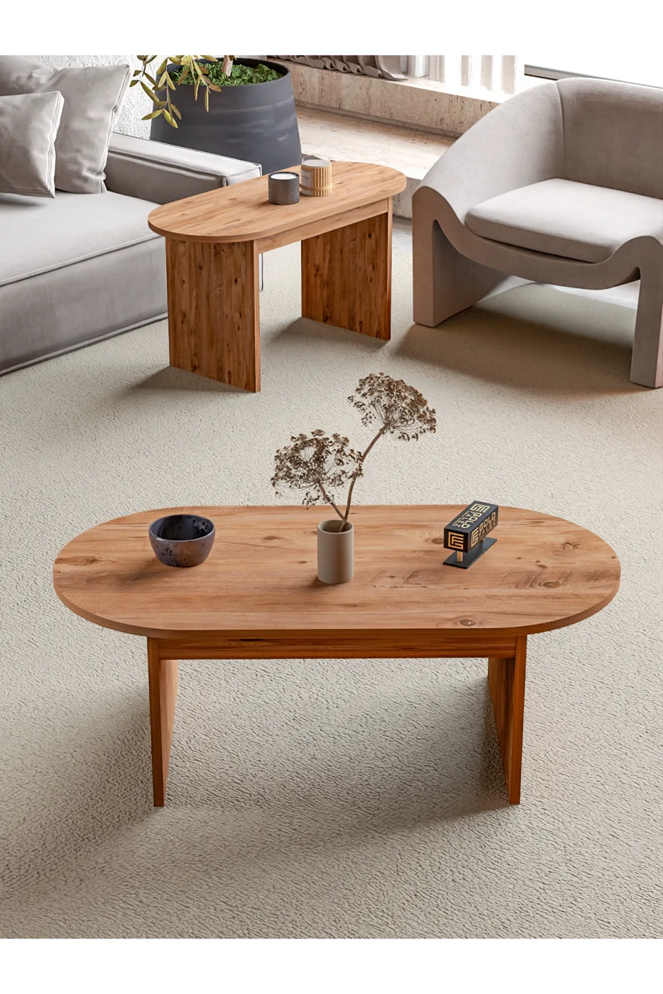 Setro Modern Melamine-faced chipboard Coffee and Nesting Table Set Brown