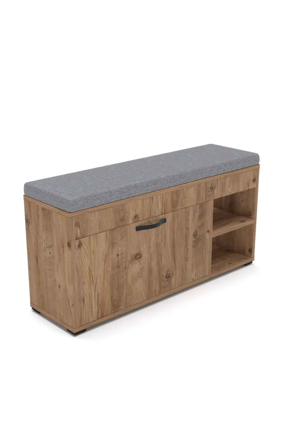 Cushioned Shoe Cabinet Seating Bench Atlantic Pine Colour