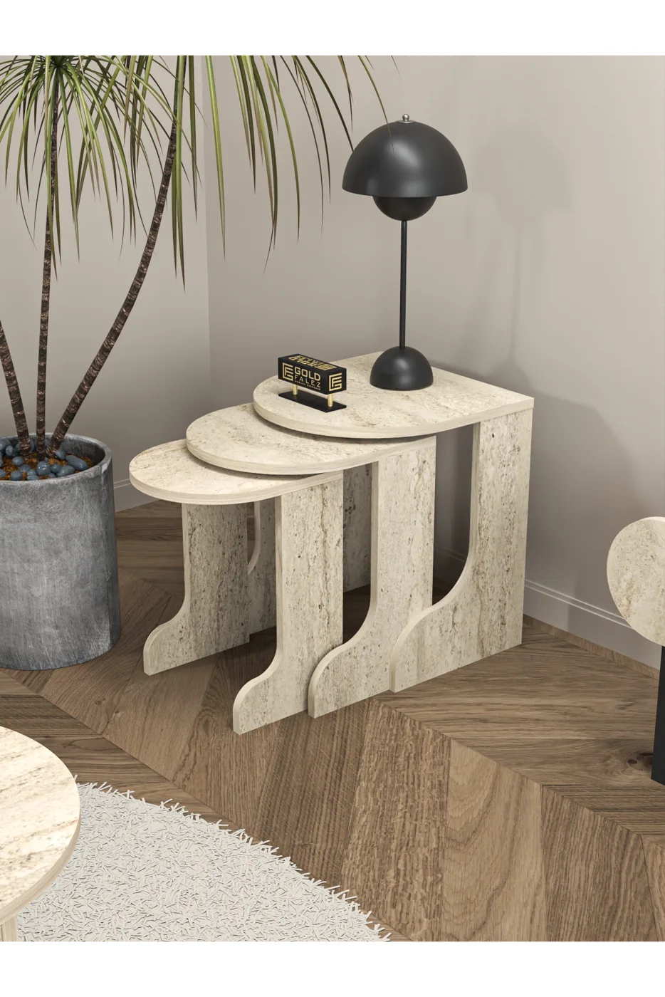 Setro Modern Melamine-faced chipboard Coffee and Nesting Table Set Ecru