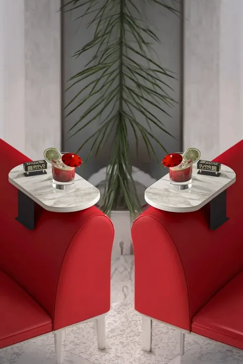2-Piece White Oval Side Table Adjustable Sofa Tray Set