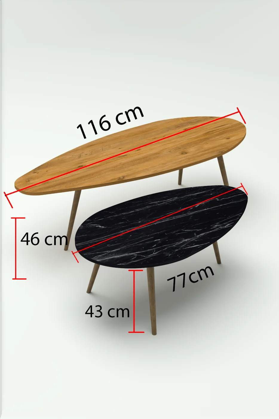 Elips Modern Melamine-faced chipboard Coffee Table Set Walnut Black