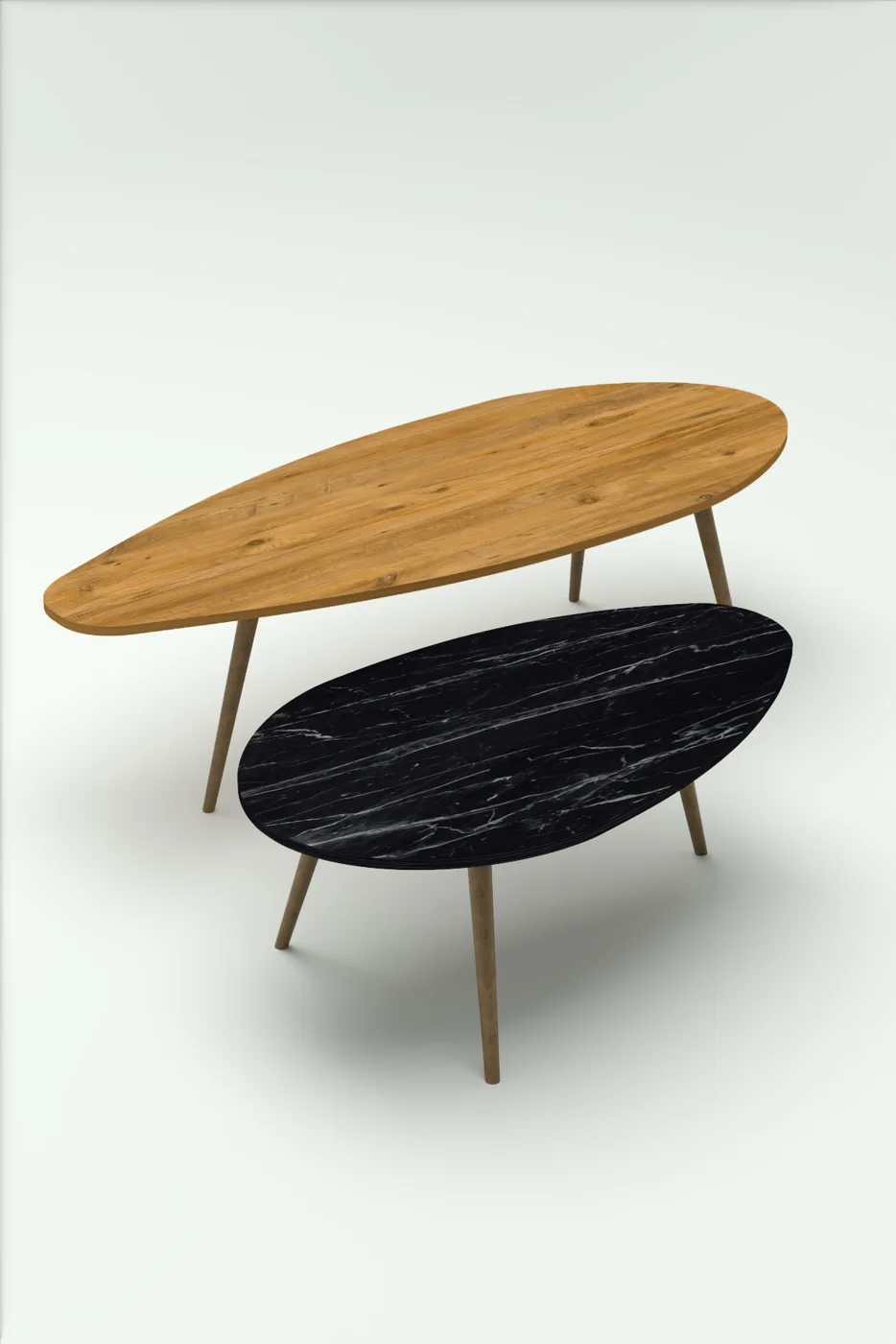 Elips Modern Melamine-faced chipboard Coffee Table Set Walnut Black