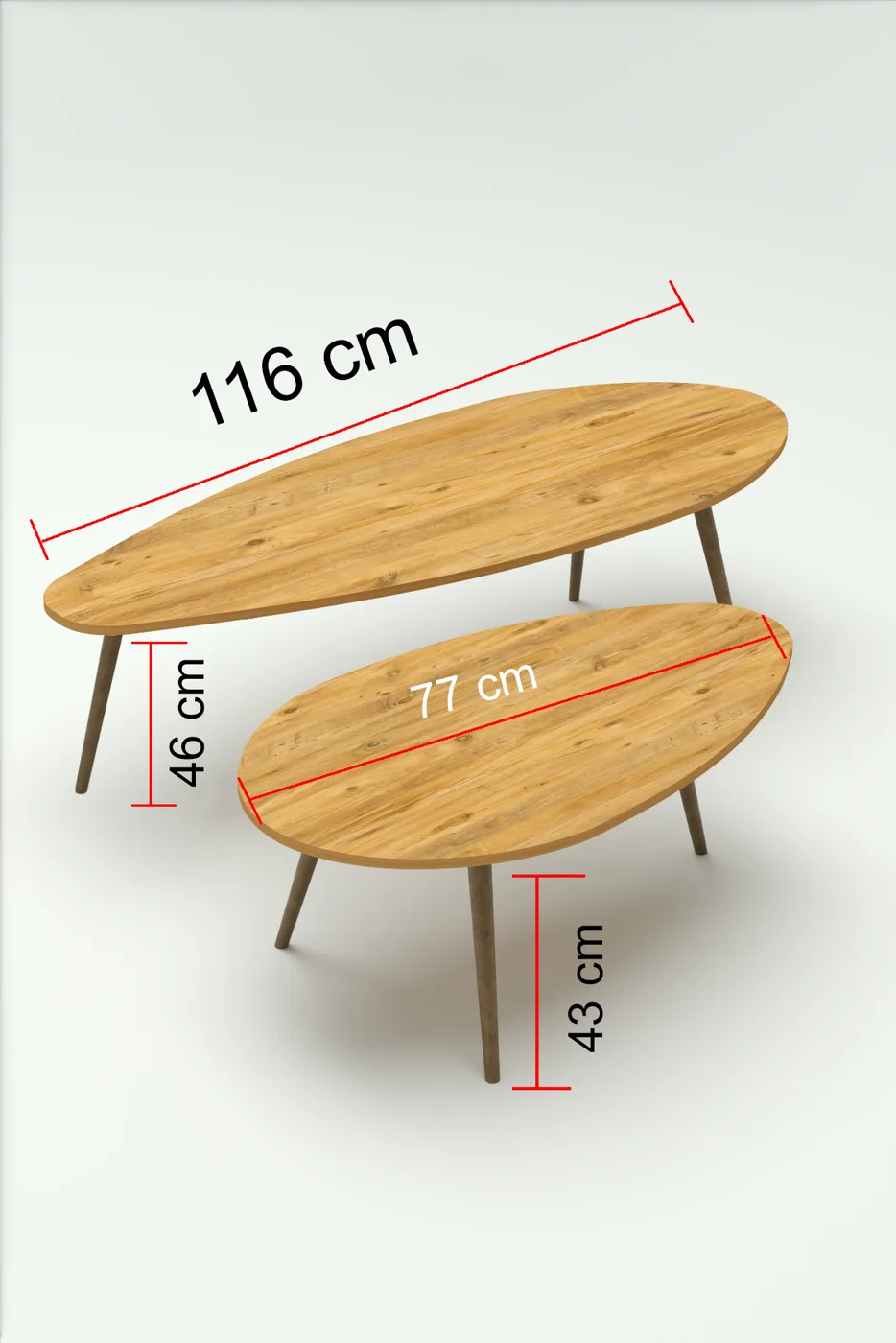 Elips Modern Melamine-faced Chipboard Coffee Table Set, Brown