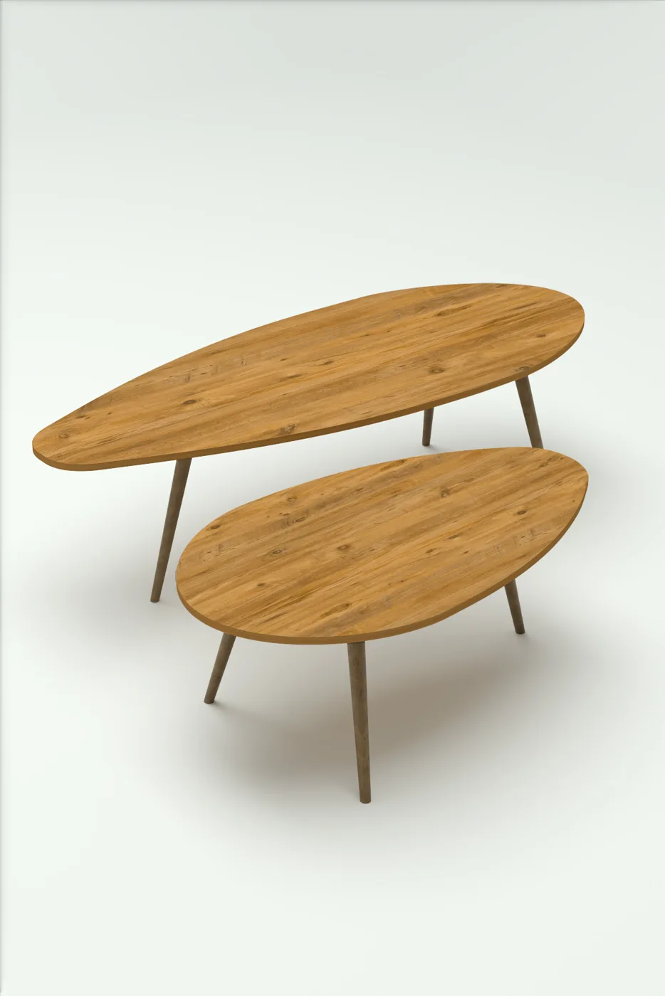 Elips Modern Melamine-faced Chipboard Coffee Table Set, Brown
