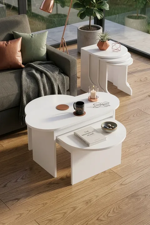 Setro Modern Melamine-faced Chipboard Coffee and Nesting Table Set, White