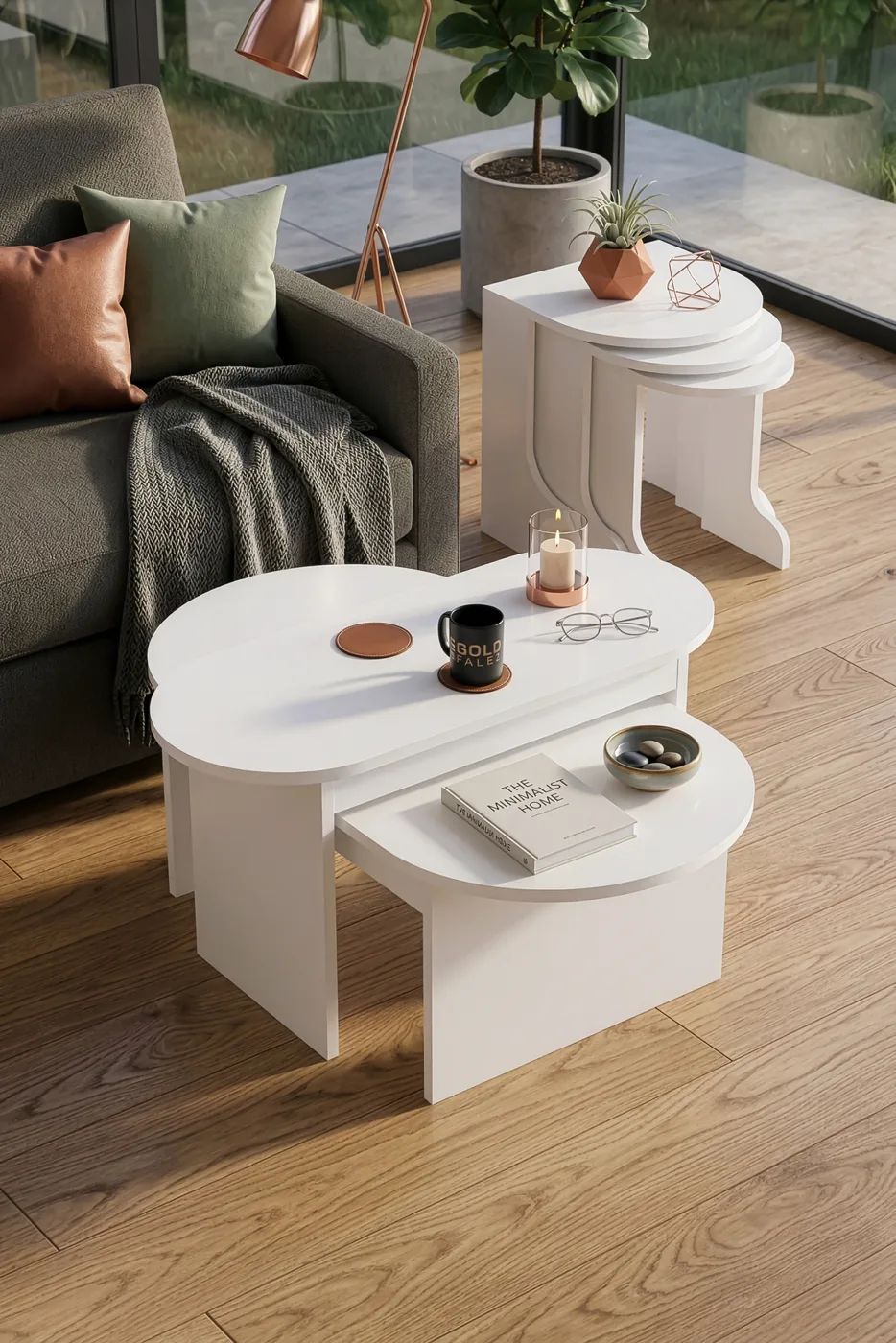 Setro Modern Melamine-faced Chipboard Coffee and Nesting Table Set, White