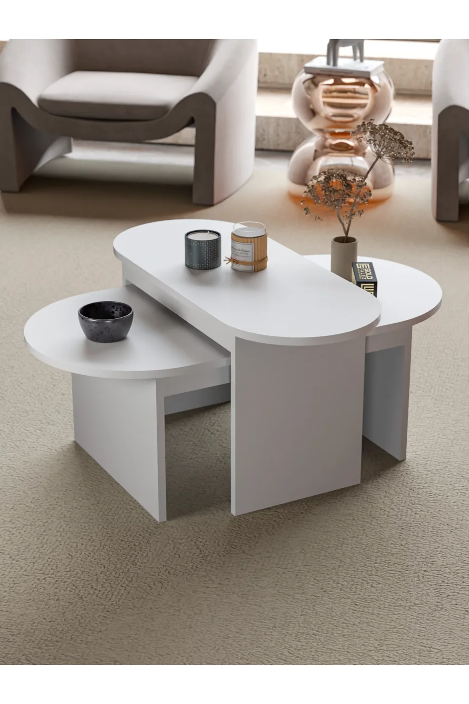 Setro Modern Melamine-faced Chipboard Coffee and Nesting Table Set, White