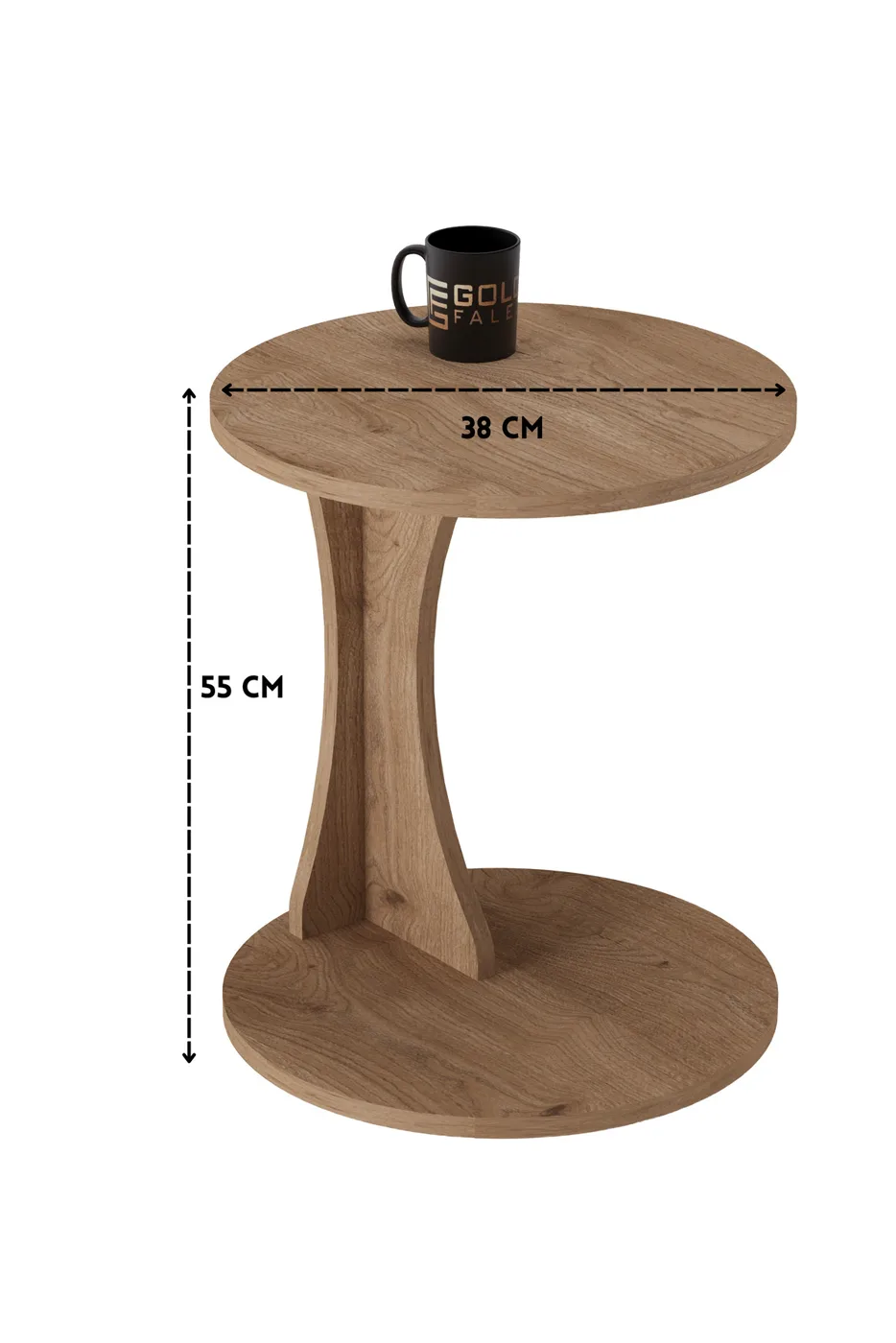 Classic Melamine-faced Chipboard C-Shape Round Side Table, Beige