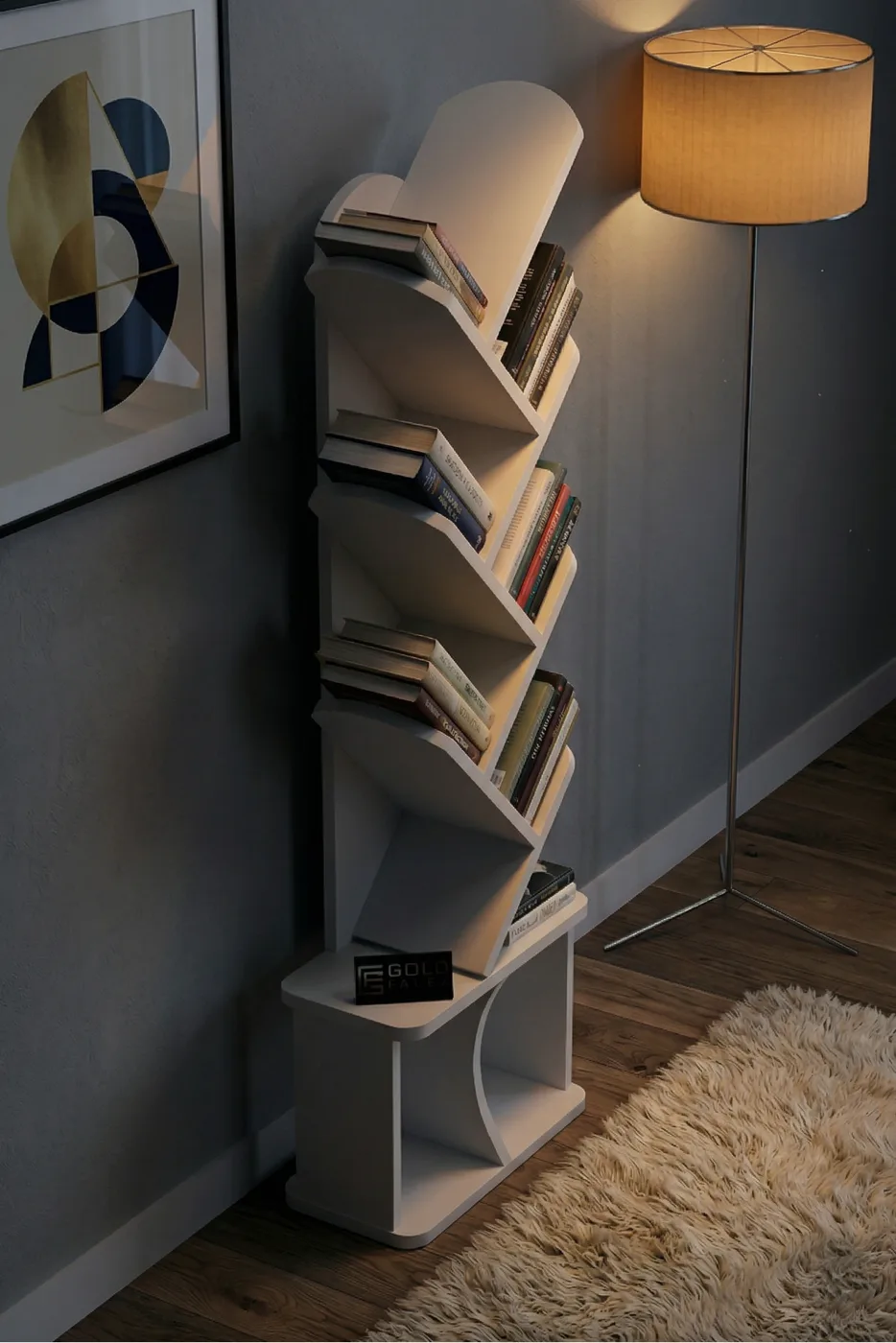 Yaprak Classic Melamine-faced Chipboard Bookcase, White