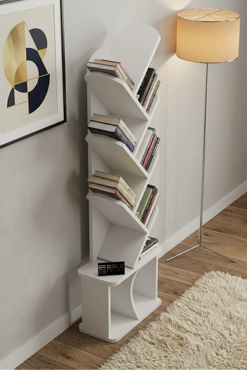 Yaprak Classic Melamine-faced Chipboard Bookcase, White