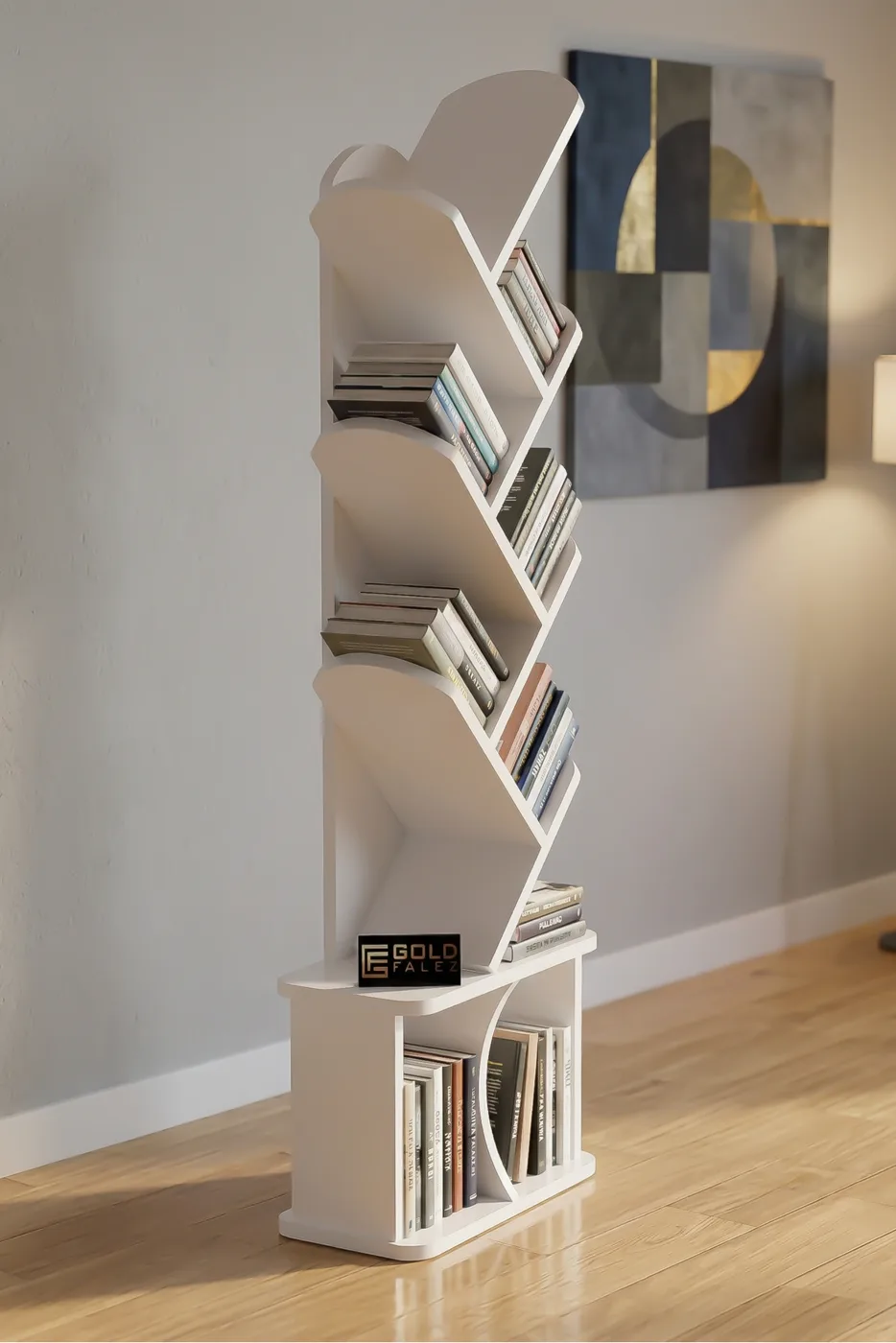 Yaprak Classic Melamine-faced Chipboard Bookcase, White