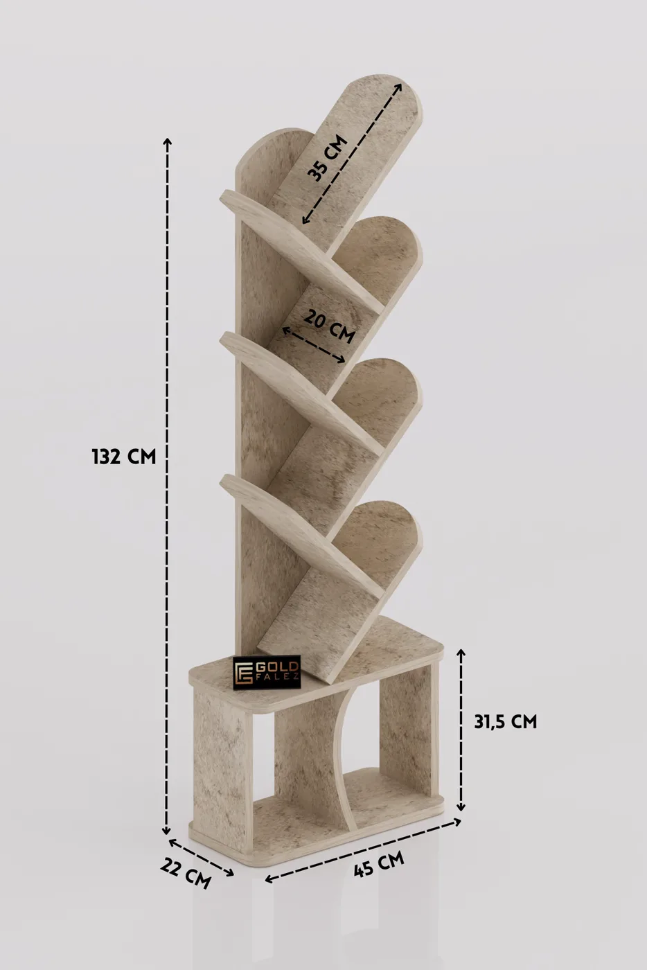 Yaprak Classic Melamine-faced chipboard Bookcase Ecru