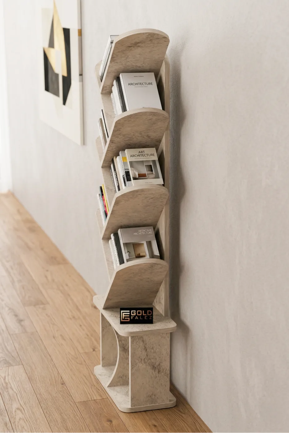 Yaprak Classic Melamine-faced chipboard Bookcase Ecru