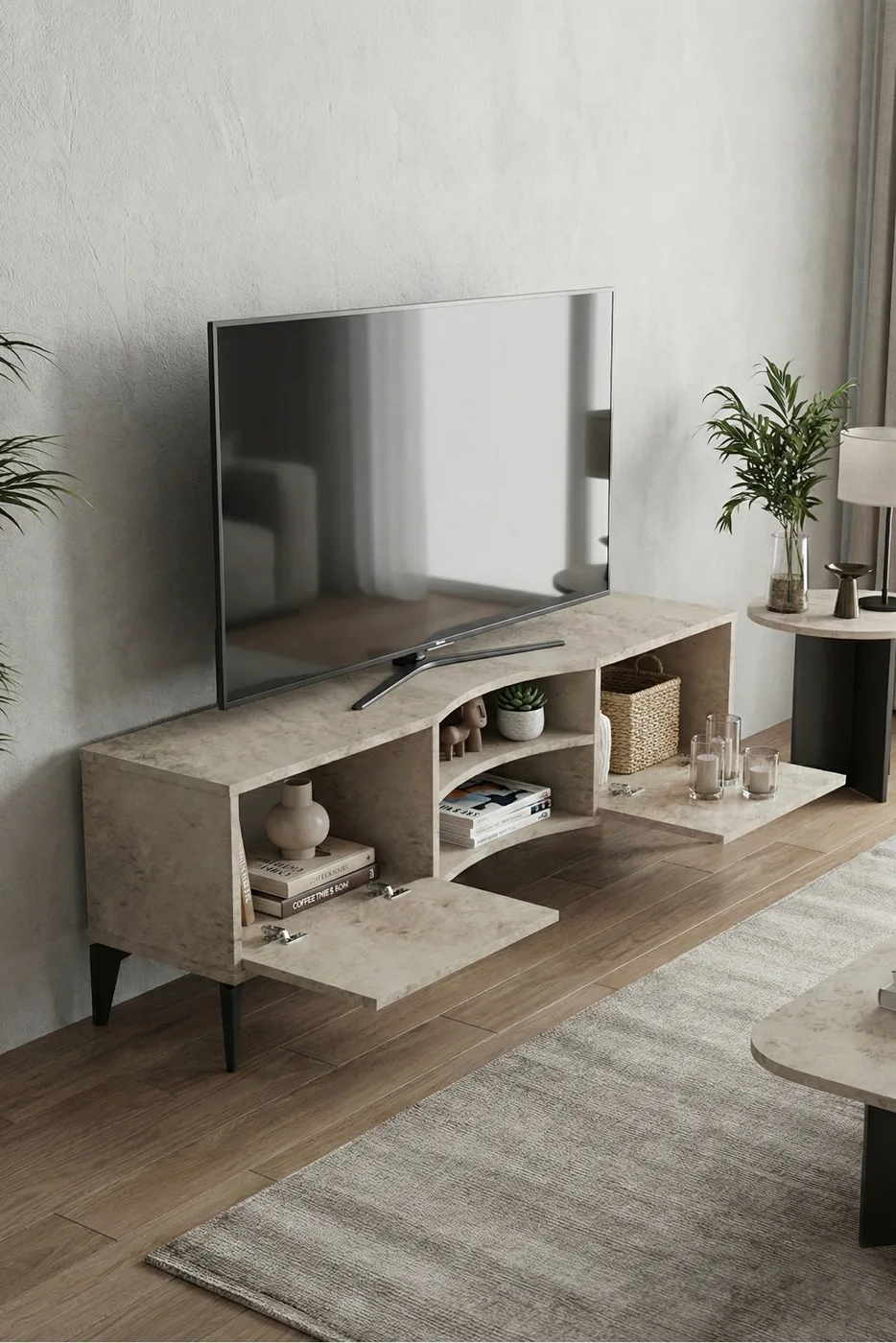 Vera Classic Melamine-faced chipboard TV Unit Ecru