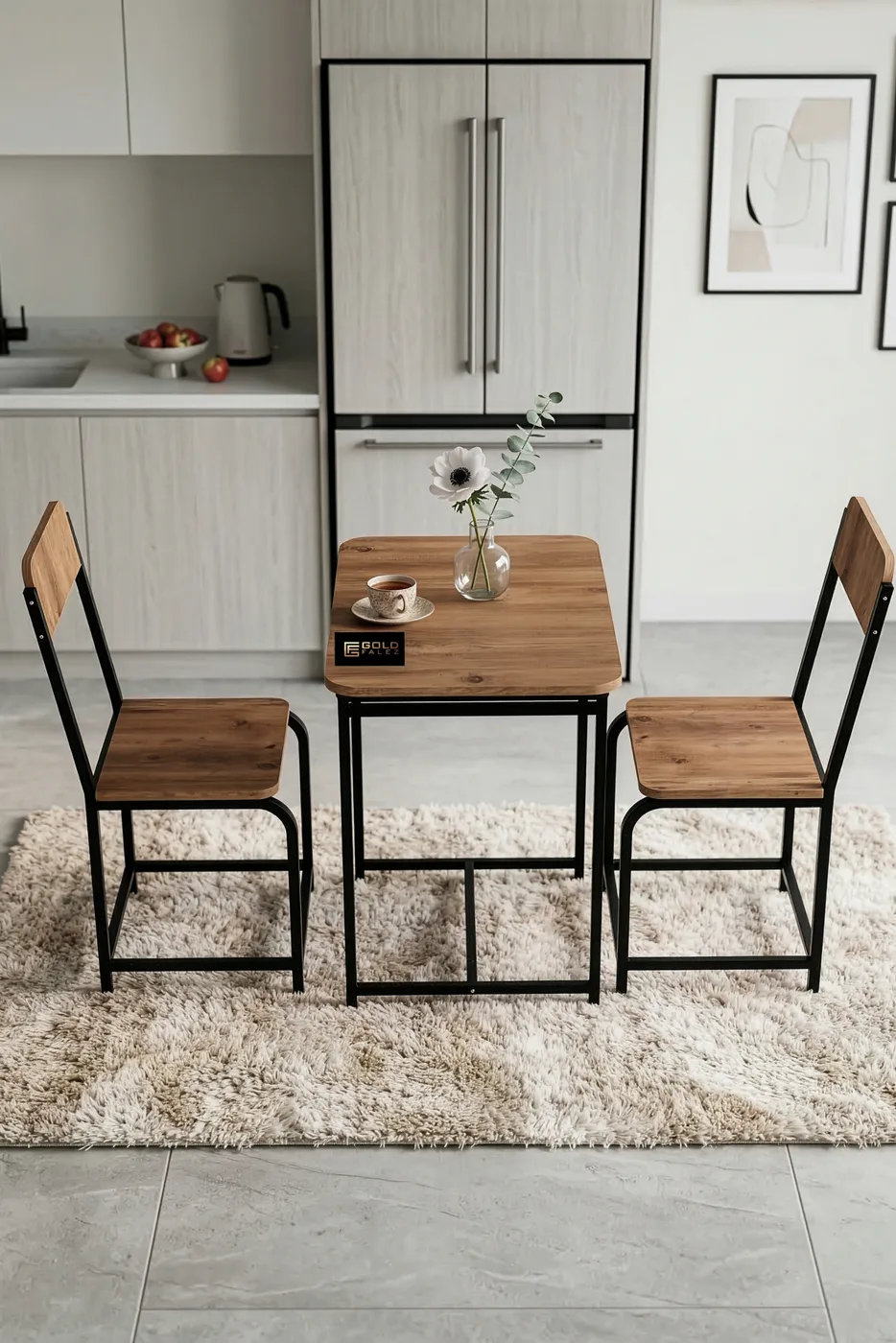 Minor Modern Melamine-faced Chipboard Kitchen Table Set, Brown