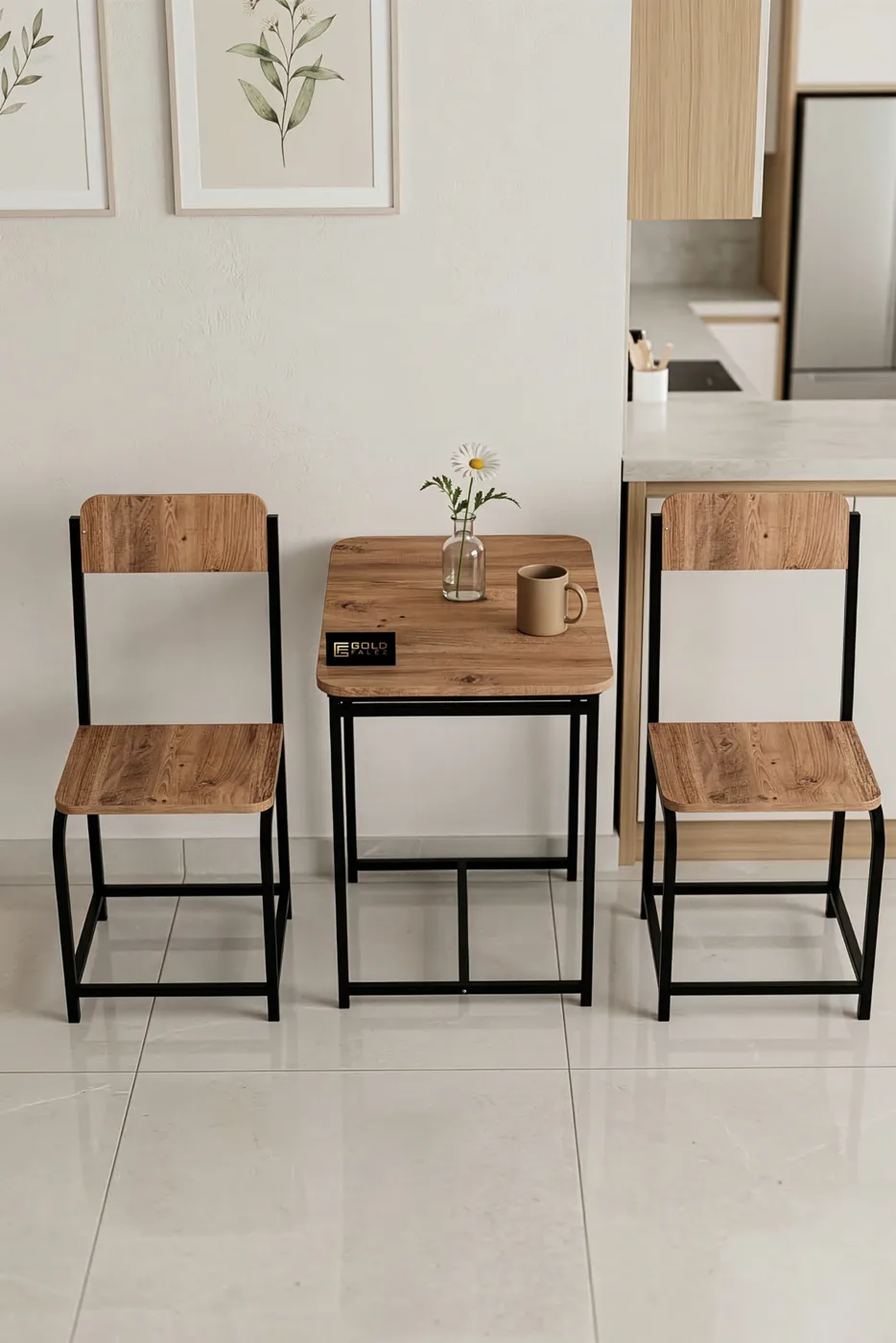 Minor Modern Melamine-faced Chipboard Kitchen Table Set, Brown