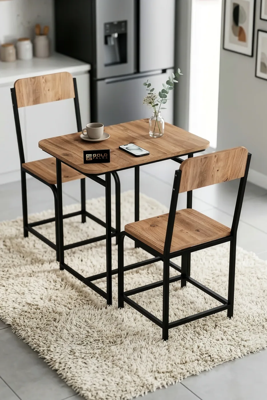 Minor Modern Melamine-faced Chipboard Kitchen Table Set, Brown