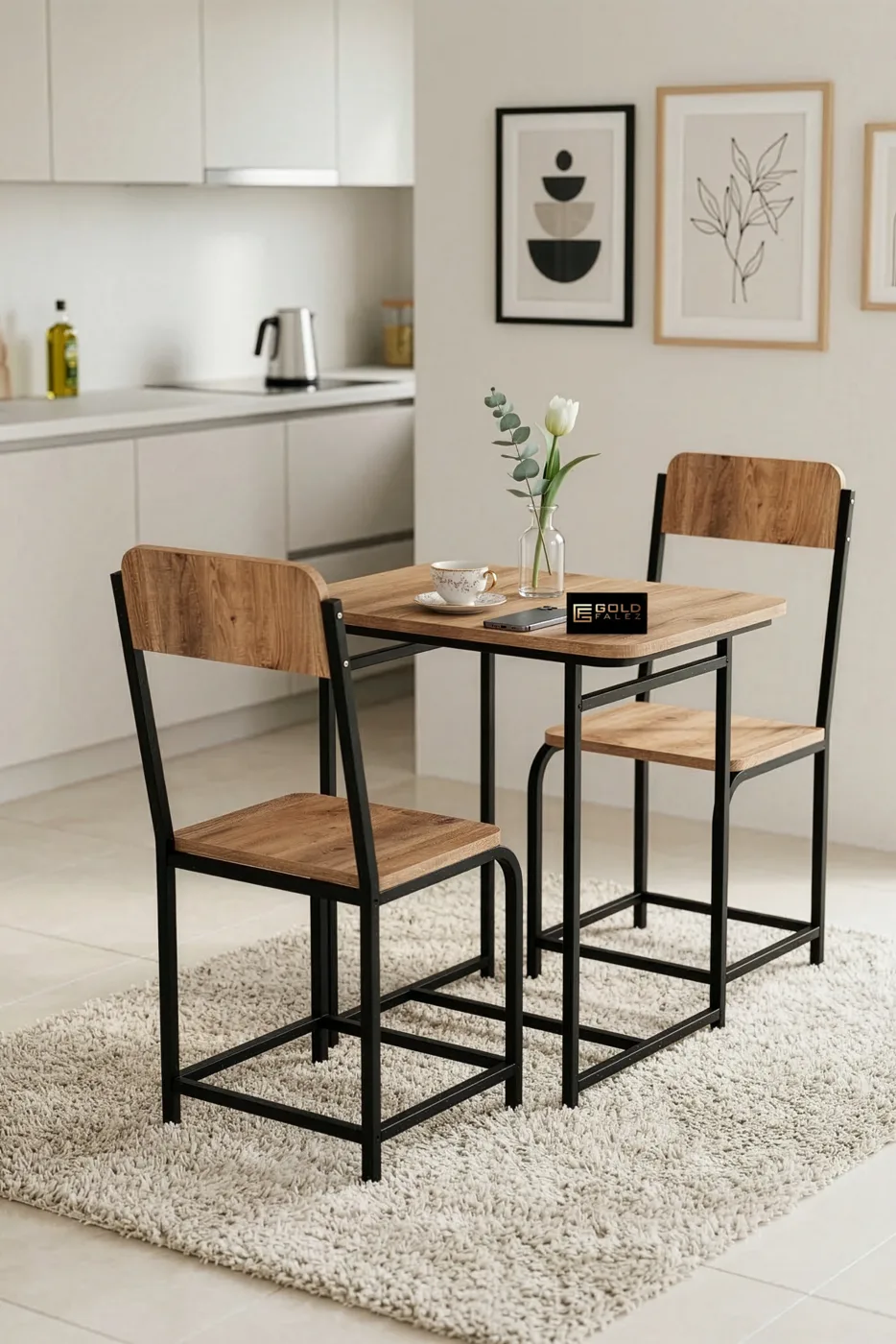 Minor Modern Melamine-faced Chipboard Kitchen Table Set, Brown