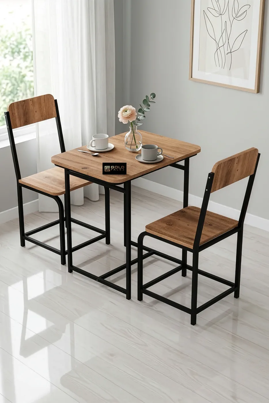 Minor Modern Melamine-faced Chipboard Kitchen Table Set, Brown