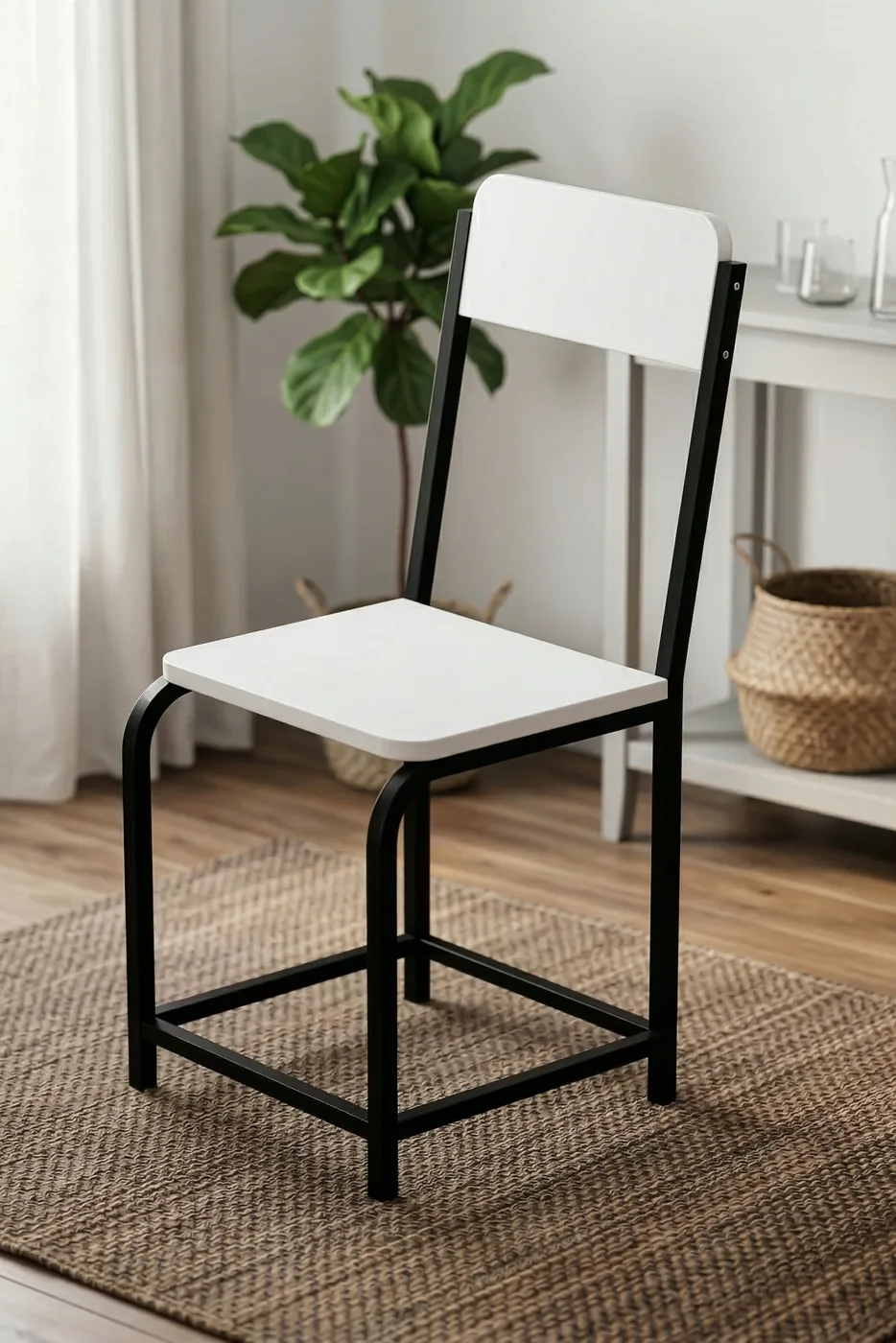Minor Modern Metal-Legged Kitchen Chair White