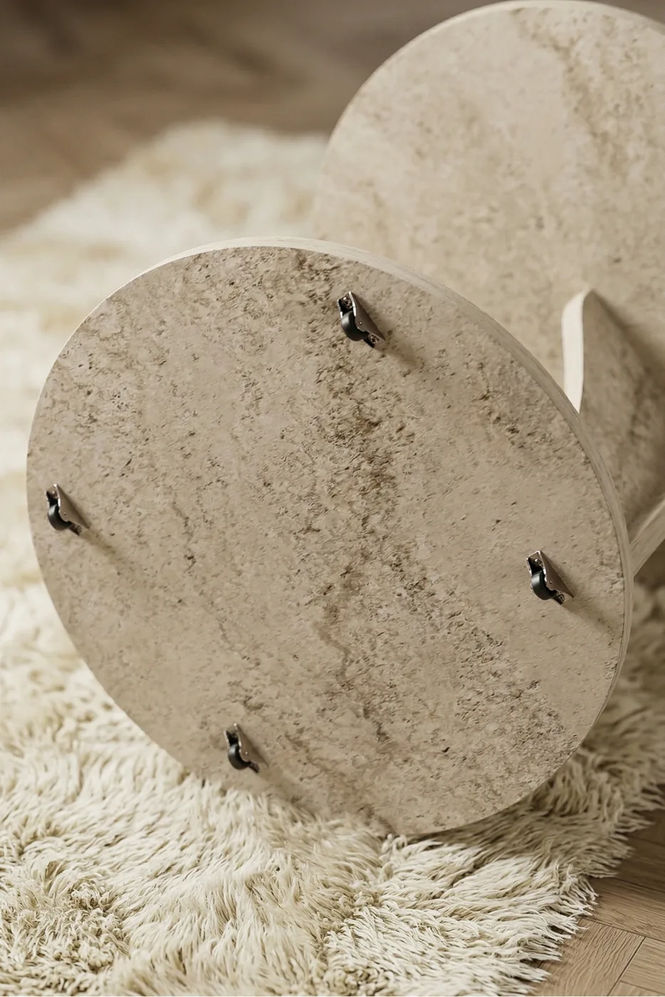 Classic Melamine-faced chipboard C Side Table Round Ecru
