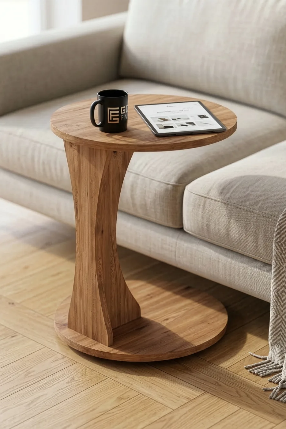 Classic Melamine-faced chipboard C Side Table Round Brown