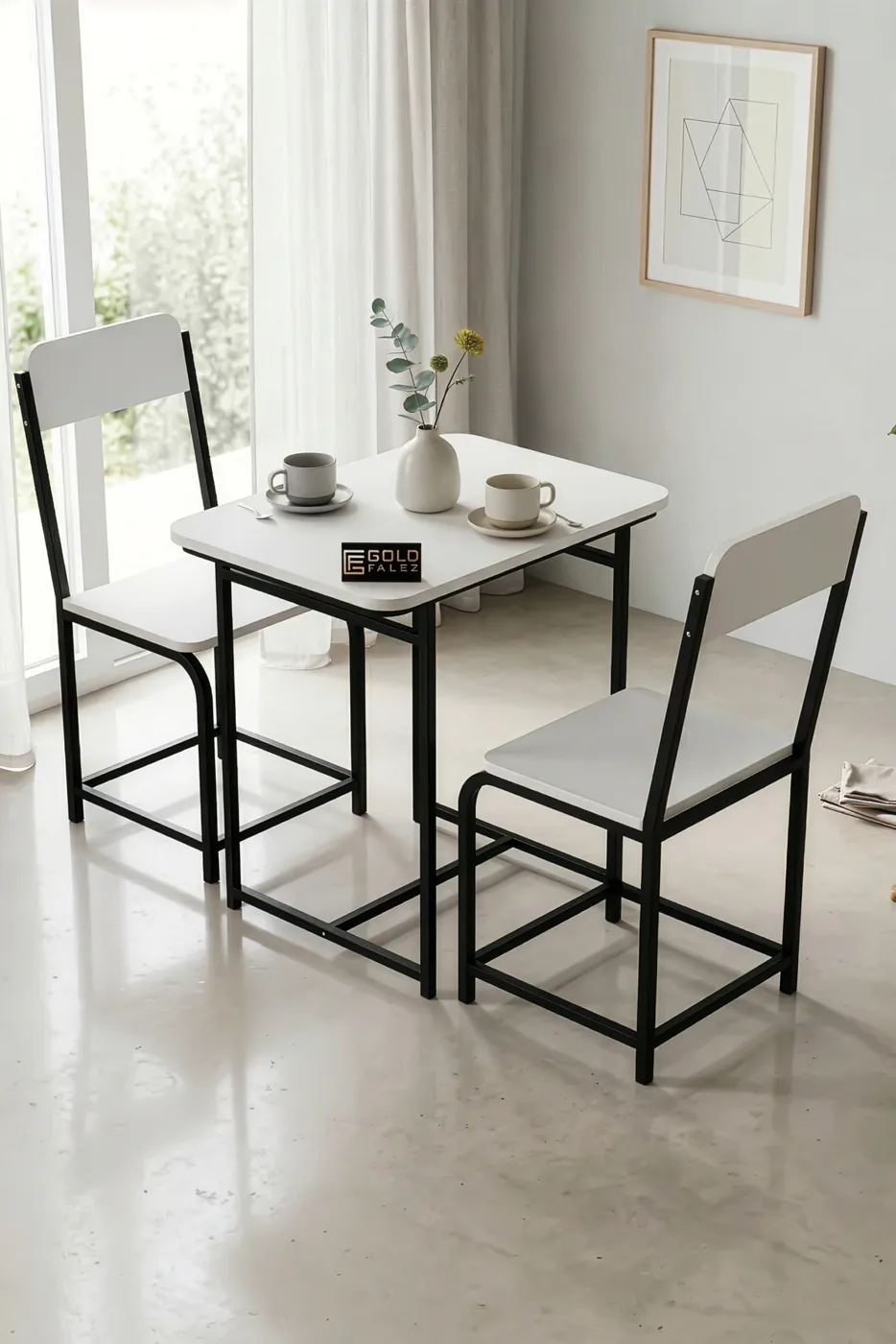 Minor Modern Melamine-faced chipboard Kitchen Table Set, White