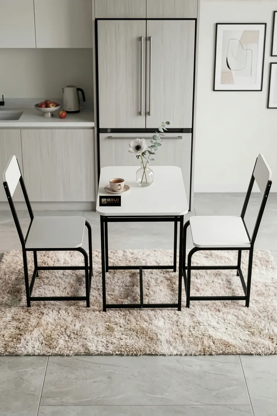 Minor Modern Melamine-faced chipboard Kitchen Table Set, White