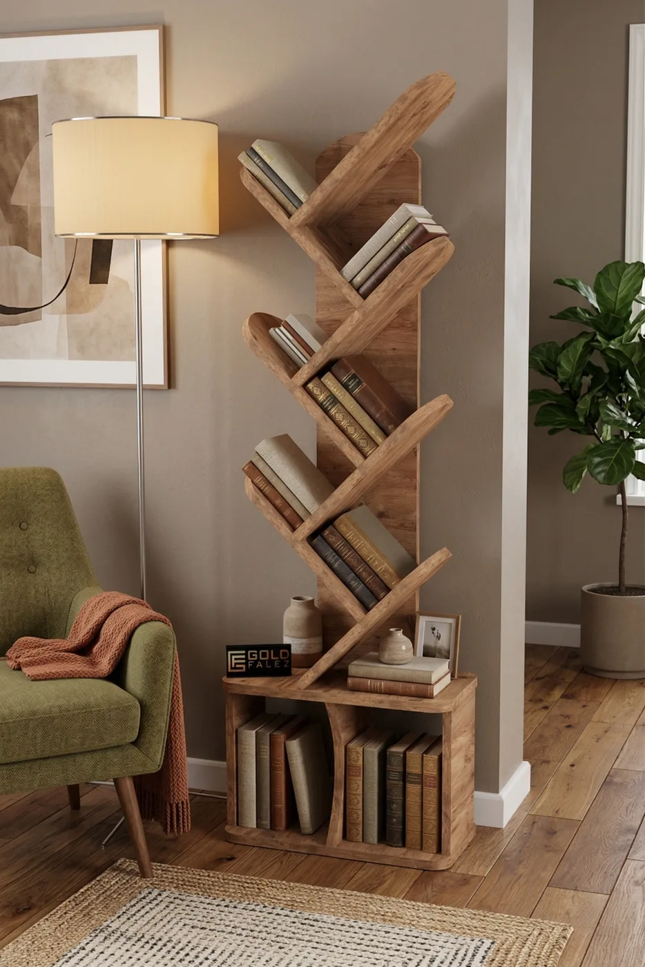 Yaprak Classic Melamine-faced chipboard Bookcase Brown