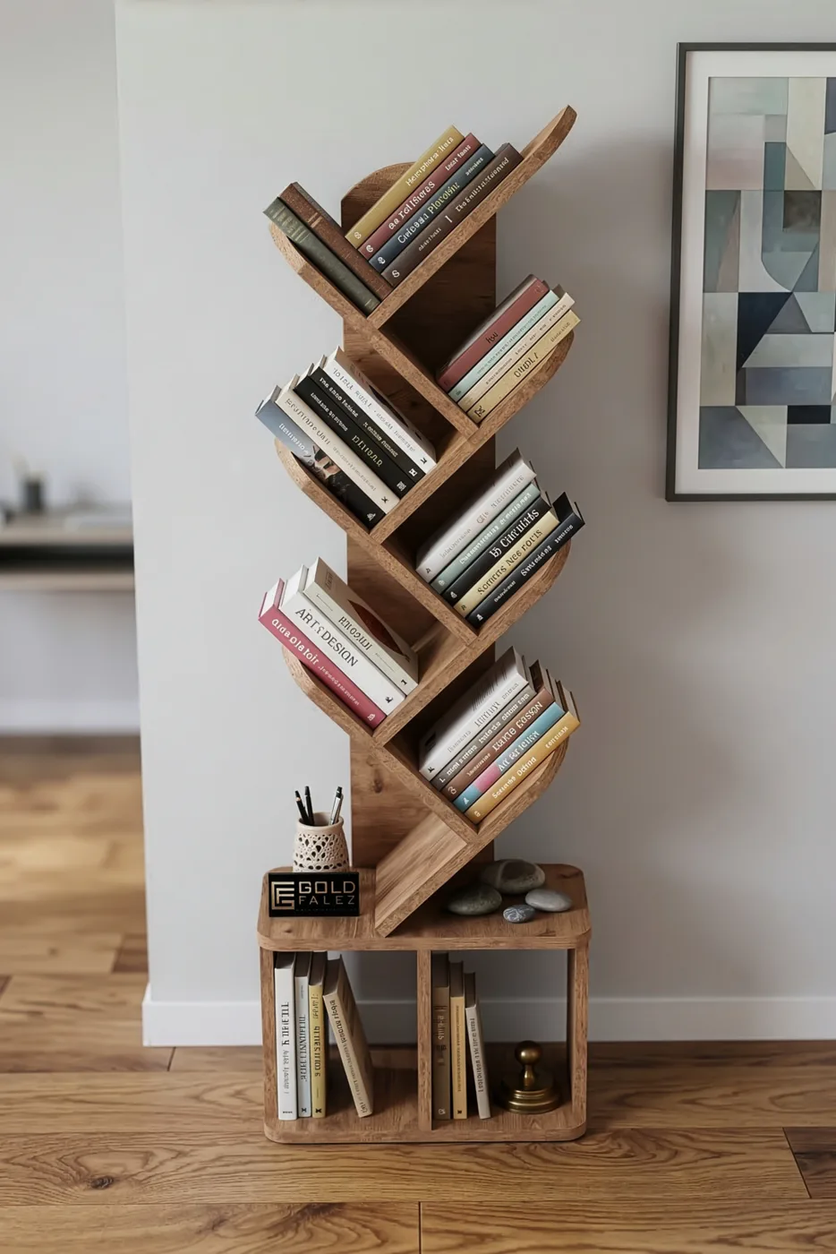Yaprak Classic Melamine-faced chipboard Bookcase Brown