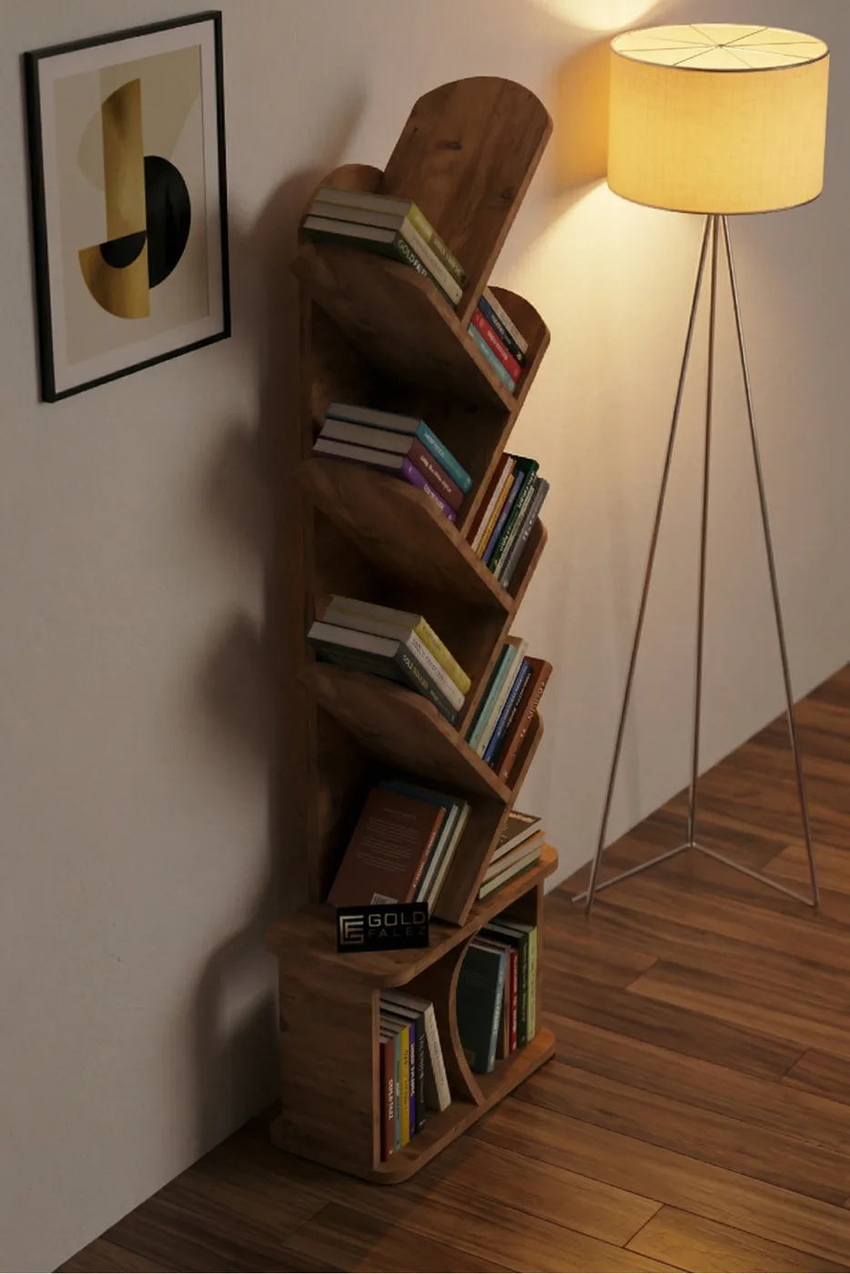 Yaprak Classic Melamine-faced chipboard Bookcase Brown