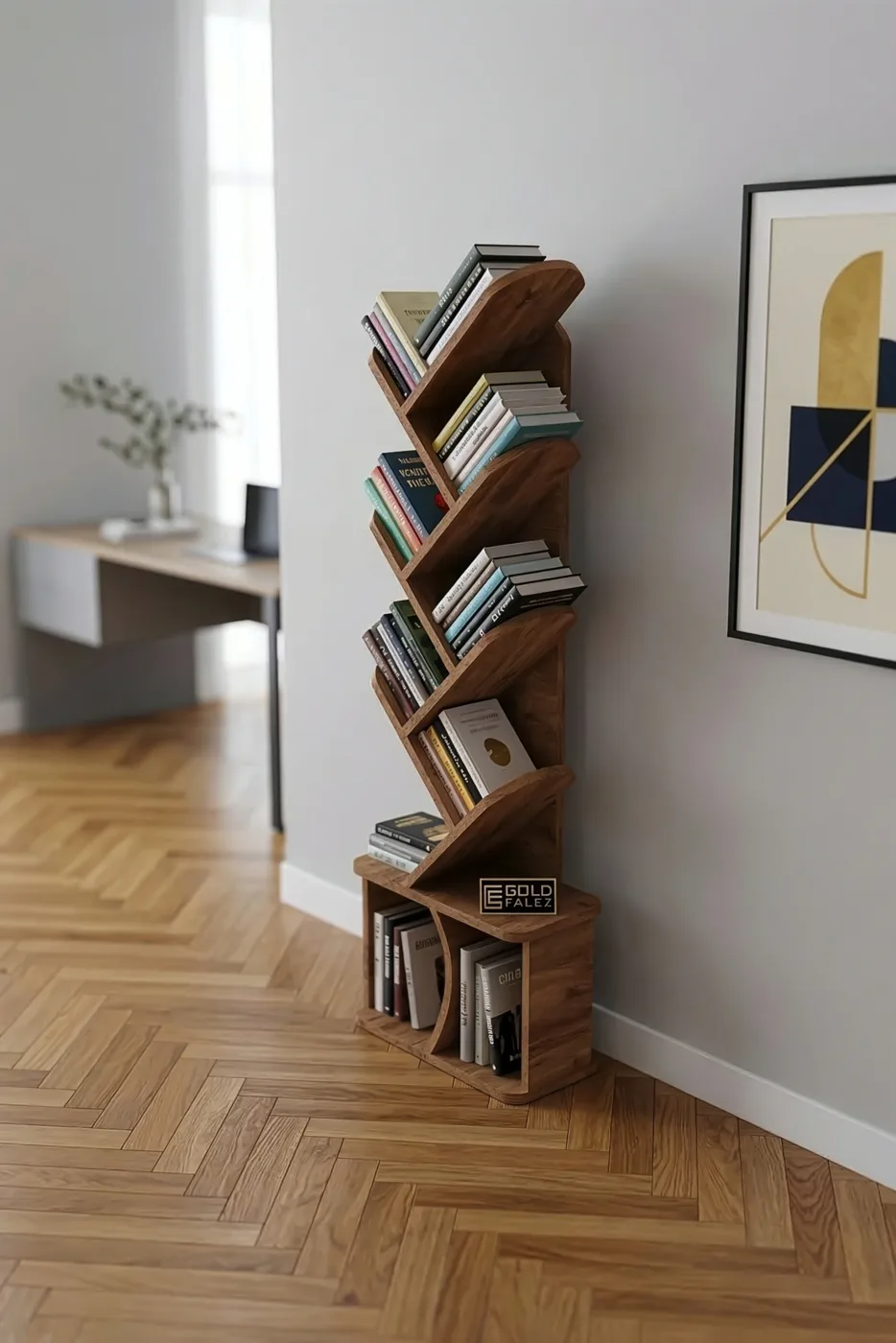 Yaprak Classic Melamine-faced chipboard Bookcase Brown