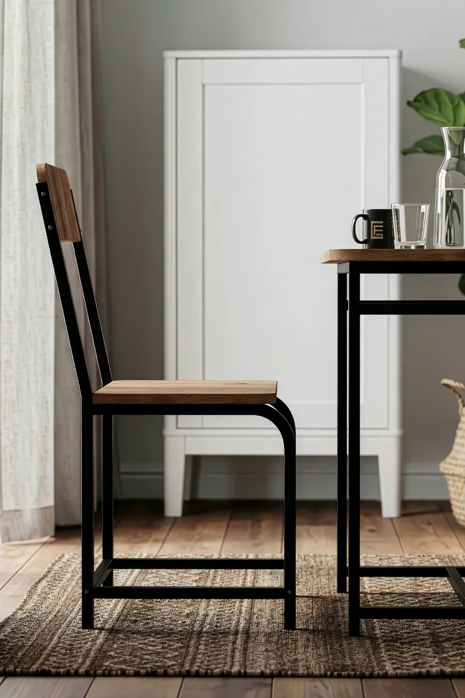 Minor Modern Metal-Legged Kitchen Chair, Coffee