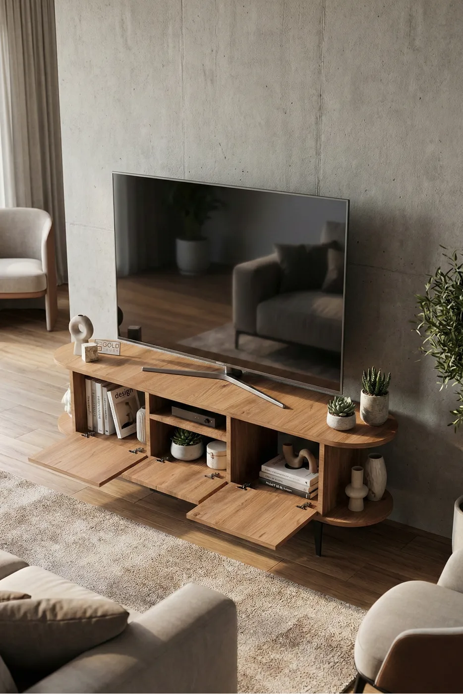 Mobile TV Mira in truciolare nobilitato nero