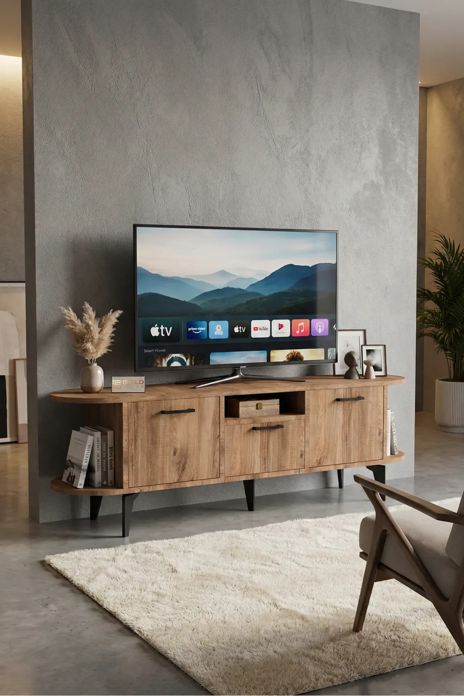 Mobile TV Mira in truciolare nobilitato nero