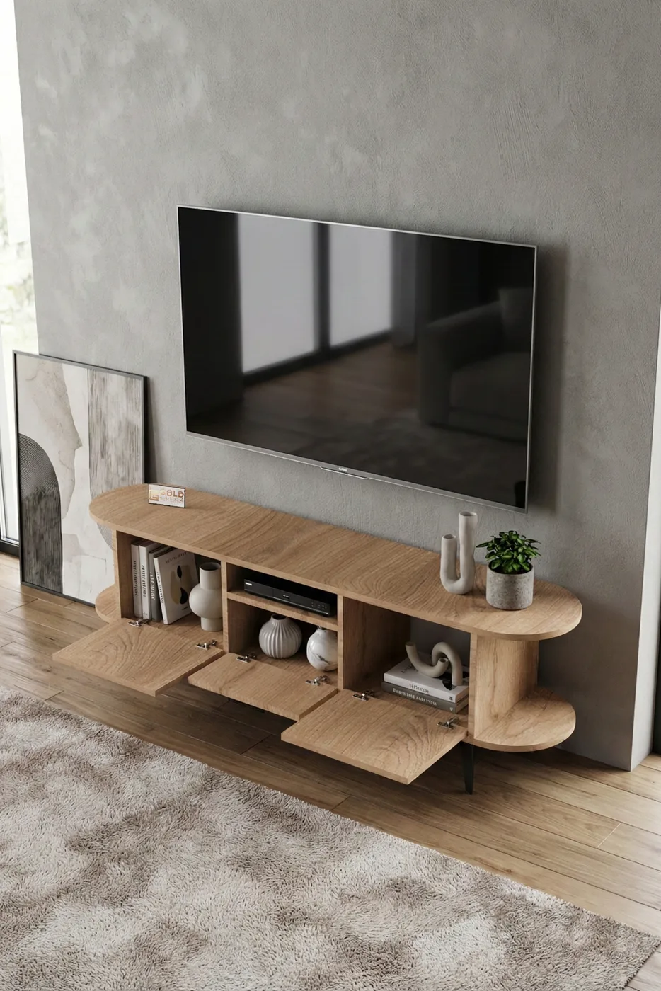 Mobile TV Mira in truciolare nobilitato beige