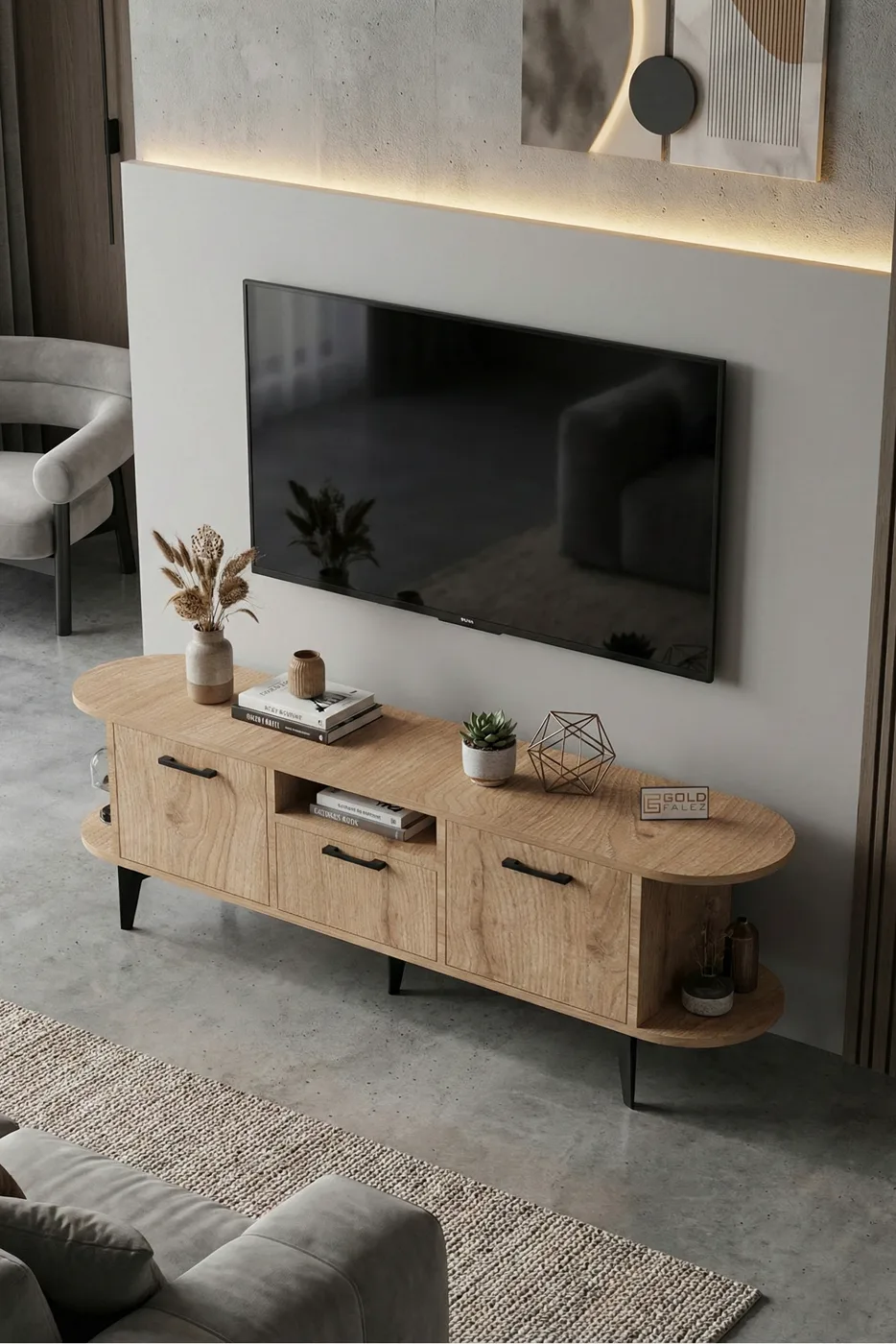Mobile TV Mira in truciolare nobilitato beige