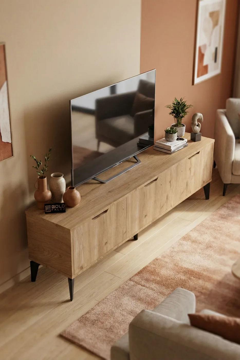 Royal Classic Melamine-faced Chipboard TV Unit Beige