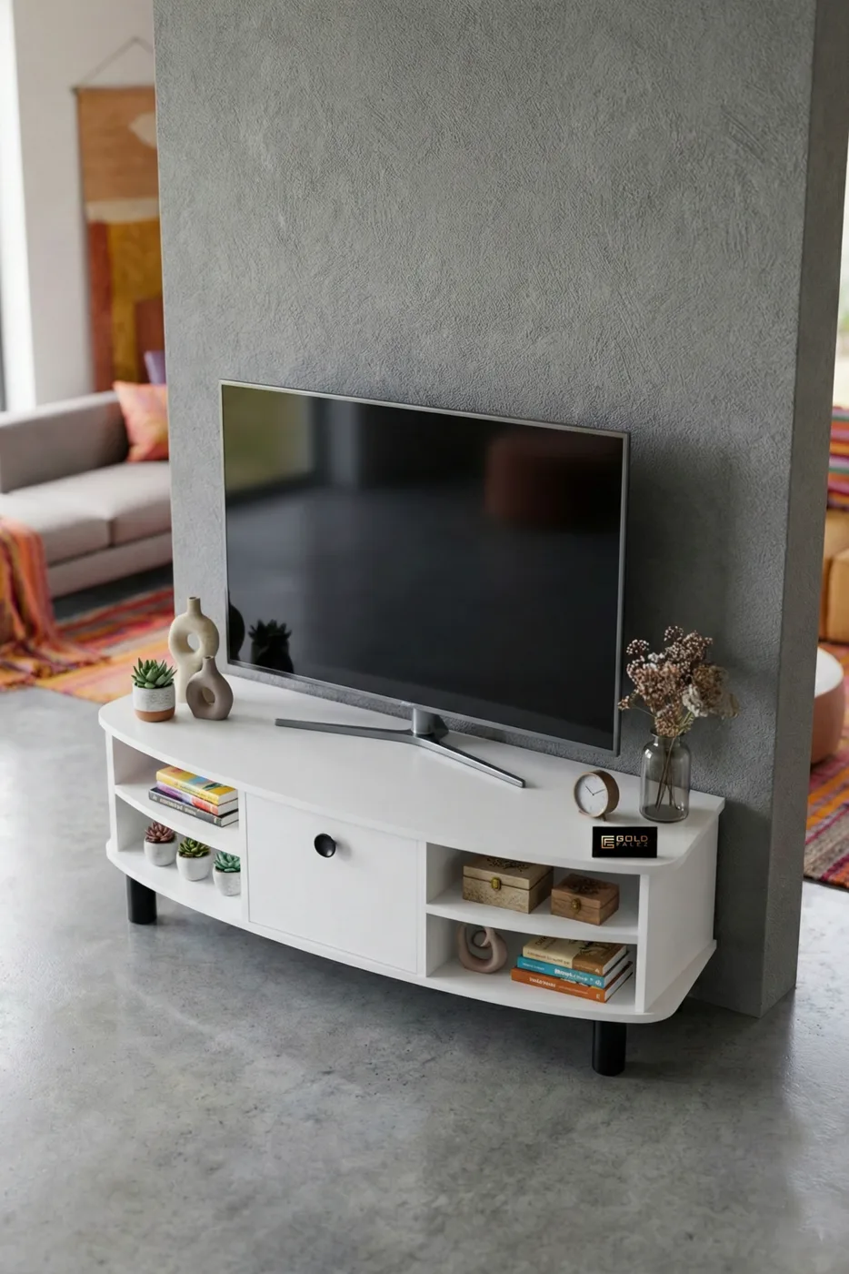 Mobile TV Vienna in truciolare nobilitato bianco
