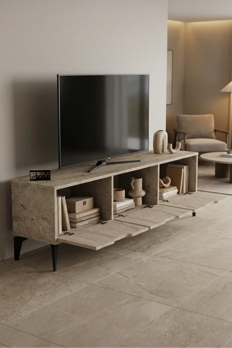 Royal Classic Melamine-faced Chipboard TV Unit Ecru