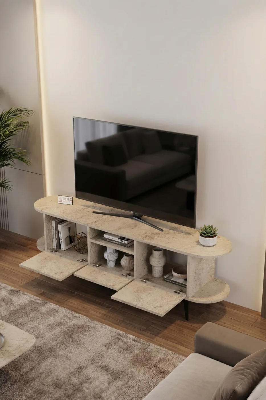 Mobile TV Mira in truciolare nobilitato ecru