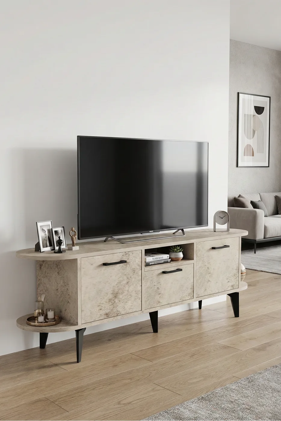 Mobile TV Mira in truciolare nobilitato ecru