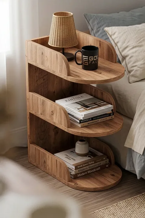 Bedside Table Melamine-faced chipboard Brown